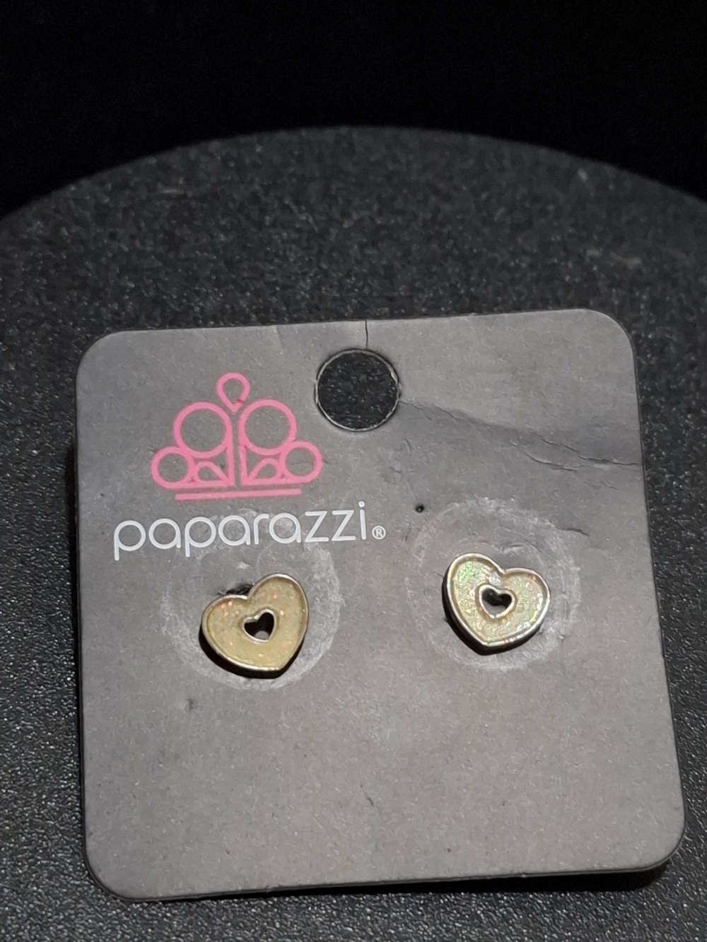 paparazzi Gold Heart Cutout Stud Earrings - Shimmering Gold